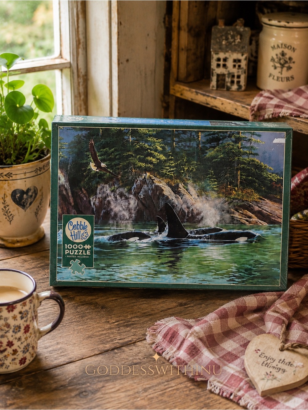 COBBLE HILL 1000 Piece Puzzle | Orca Whale Coastal Forest Scene |  New | Sealed